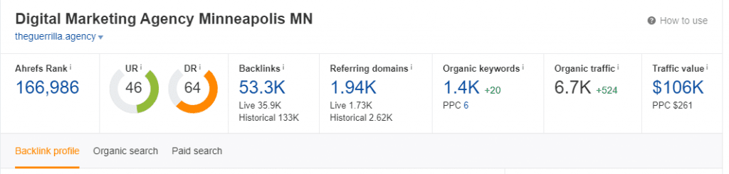 ahrefs domain info example